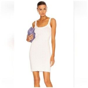 SER.O.YA Isla Dress White Sleeveless Knit Ribbed Distressed Cotton Women's XS